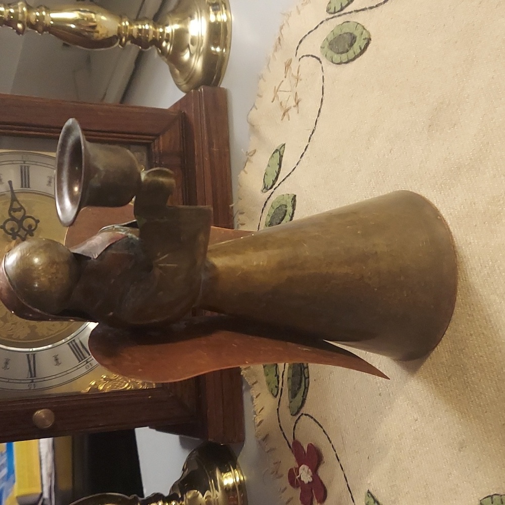 ❤️ Vintage Brass & Copper Angel Candle Holder